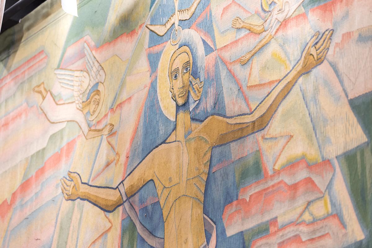 detail of the tapestry in the ecumenical center, Geneva