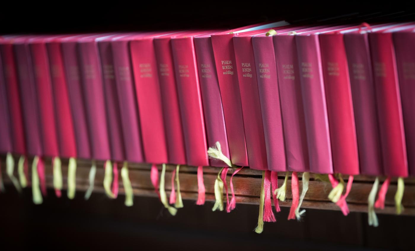 Bibles in a row, Church, Sweden