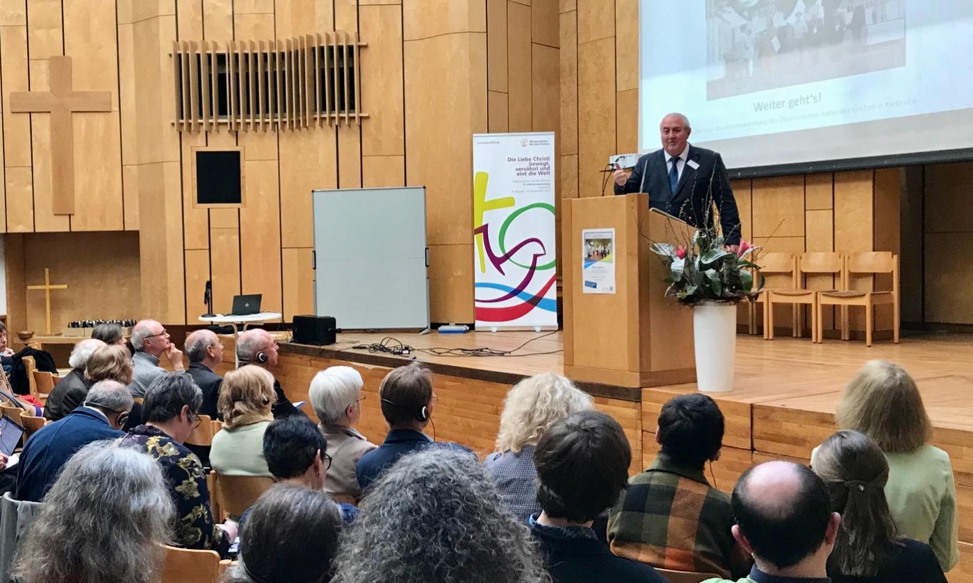 Rev. Prof. Dr Ioan Sauca speaks during an event in Karlsruhe, Germany