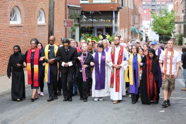 Clergy took a stand by marching in silent protest through Charlottesville, 12 August, 2017.